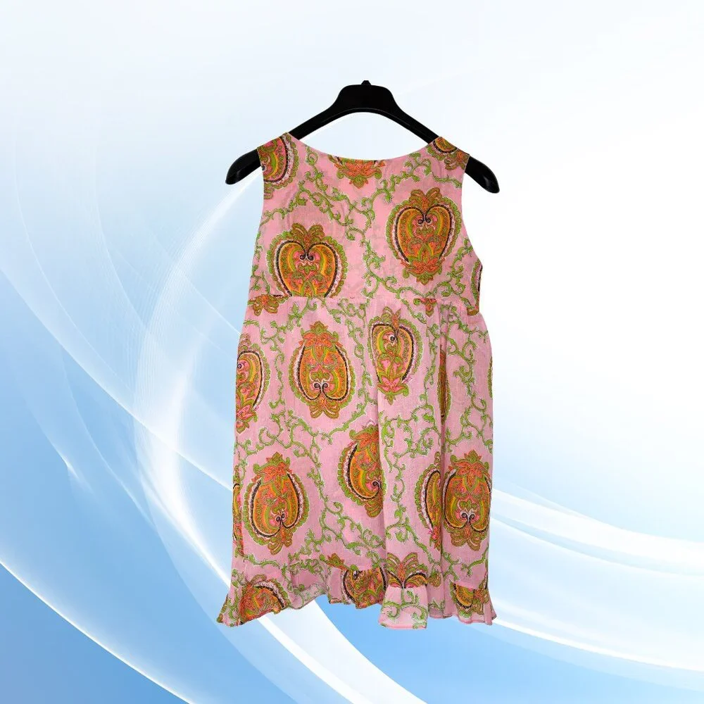 Vintage Pink Paisley Short PJ Set - Sleeveless Robe & Panties, Junior Large - Picture 8 of 10